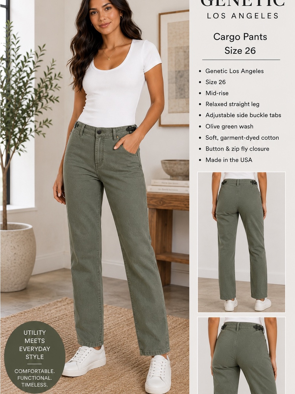 Genetic Los Angeles Olive Green Cargo Pants